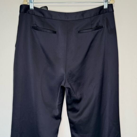 Theory Satin Classic Career Straight Leg Mid Rise Trouser Pants Mavy - Picture 5 of 14